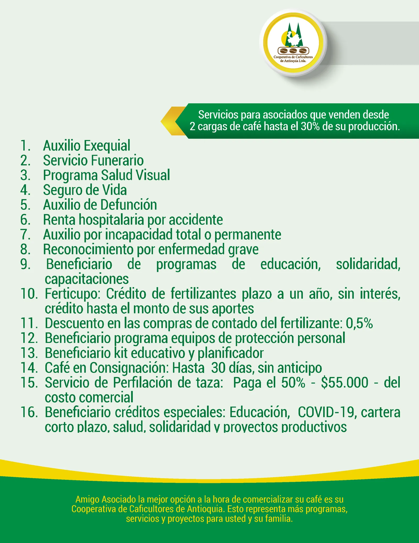 Rango de ventas: 2 cargas de café hasta el 30 % de su producción