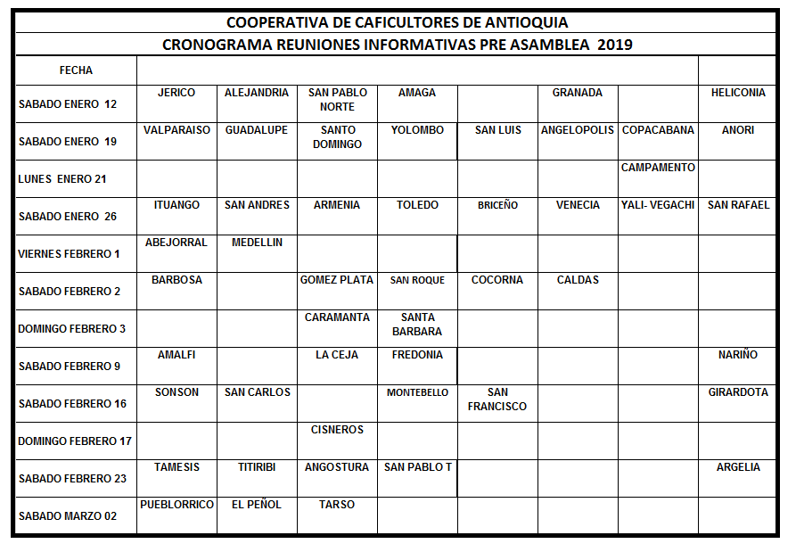Reuniones Informativas Pre-Asamblea 2019